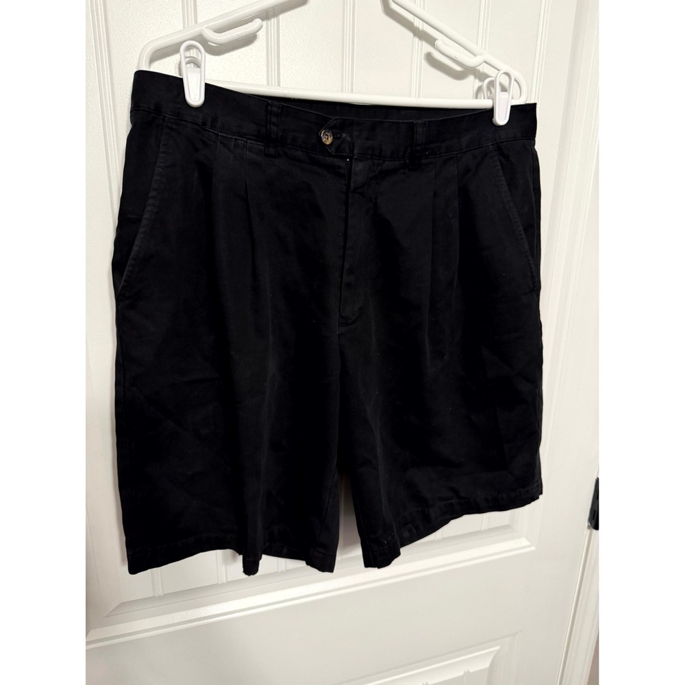 Pebble Beach Pleated Shorts Mens 36 Black Cotton Golf Classic Casual